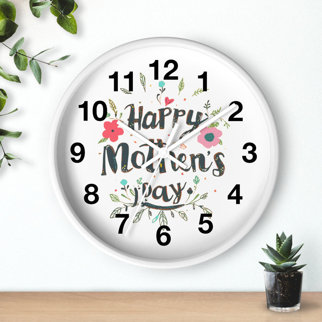 Mother's Day Wall Clock — 'Happy Mother's Day' Floral Decorative Clock
