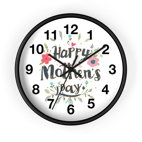 Mother's Day Wall Clock — 'Happy Mother's Day' Floral Decorative Clock