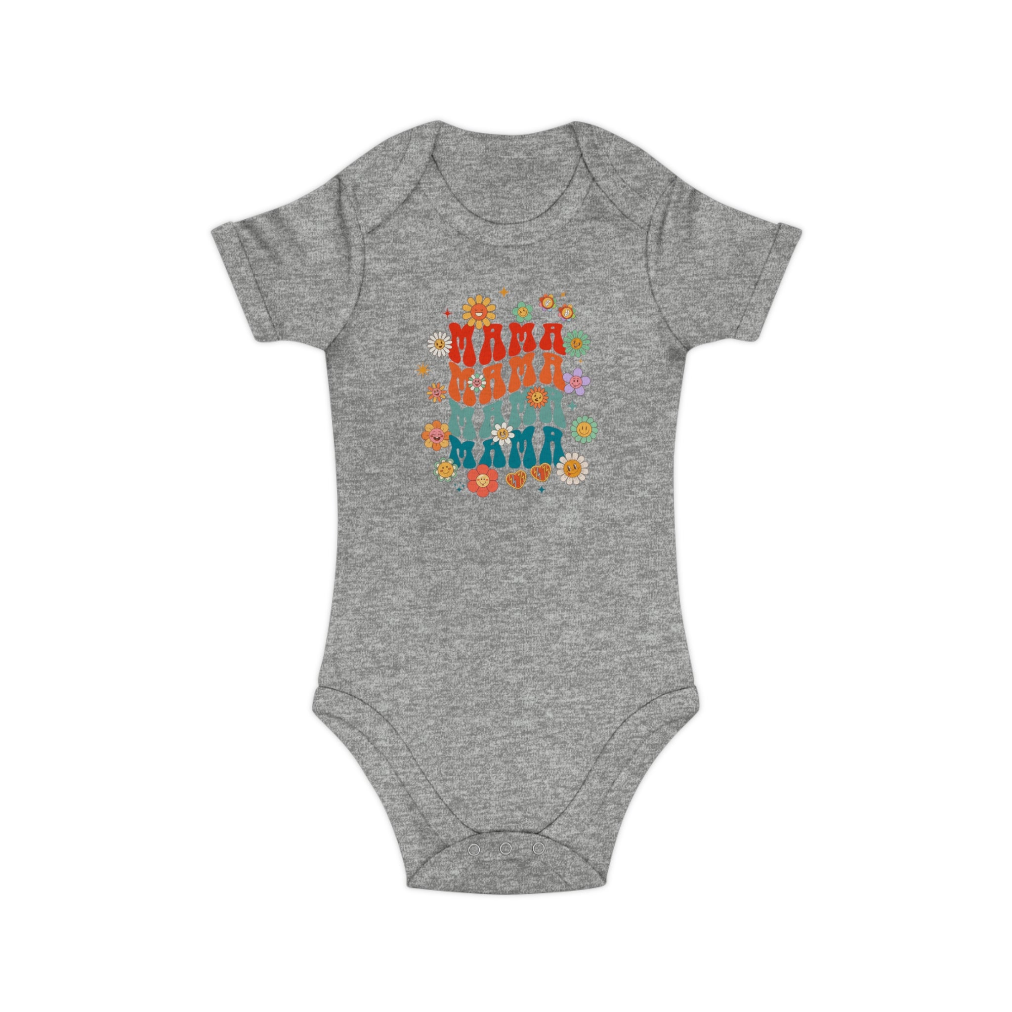 Retro Floral Family Baby Bodysuit — Colorful Vintage Dolls & Flowers