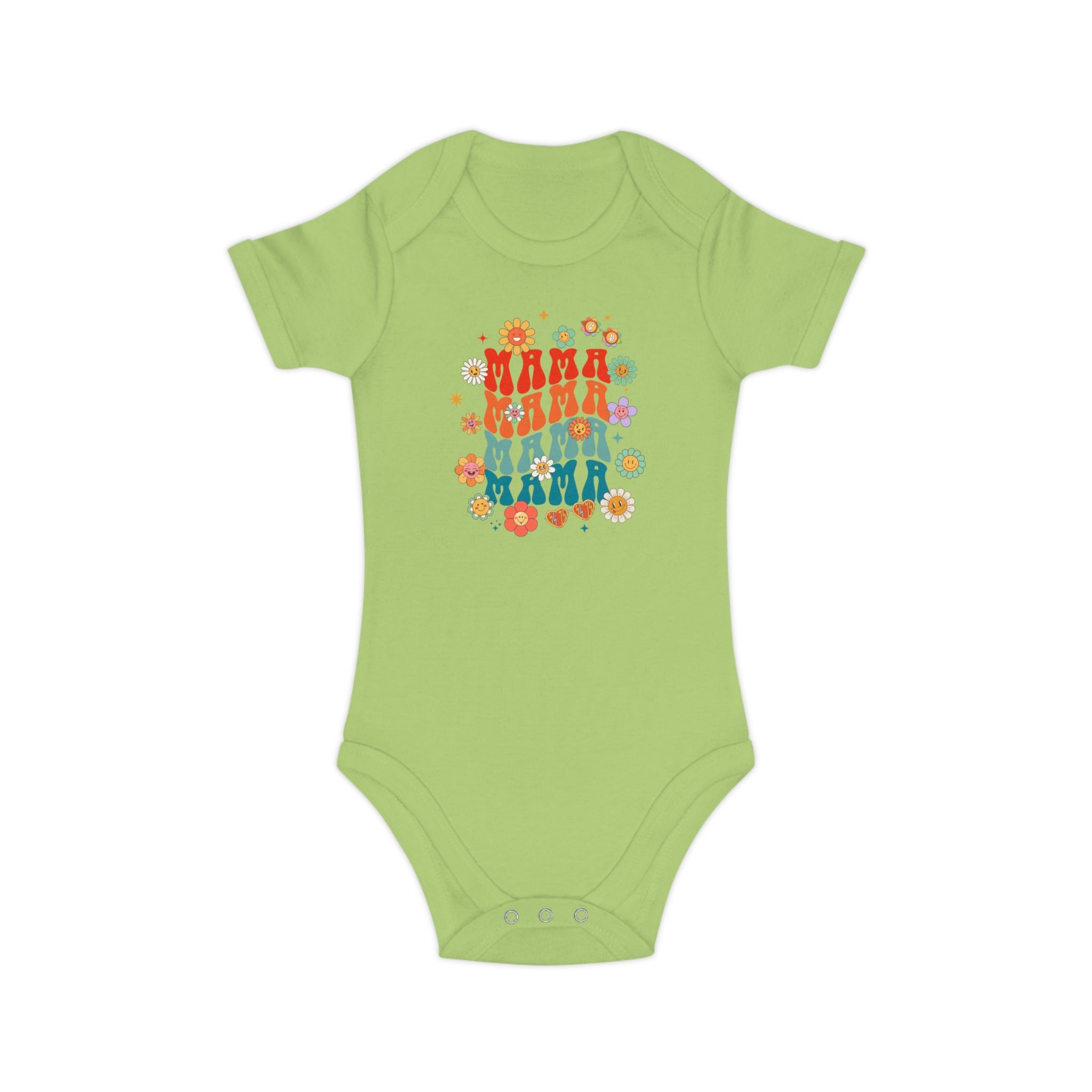 Retro Floral Family Baby Bodysuit — Colorful Vintage Dolls & Flowers