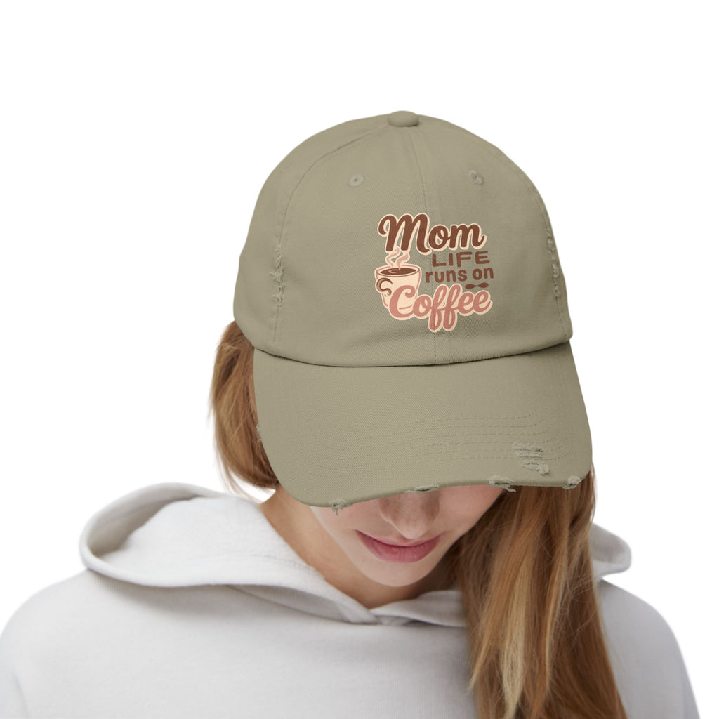 Mom Life Runs on Coffee Distressed Cap