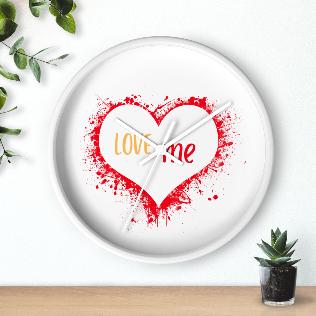 Love Me Heart Wall Clock — Red Splash Valentine's Home Decor