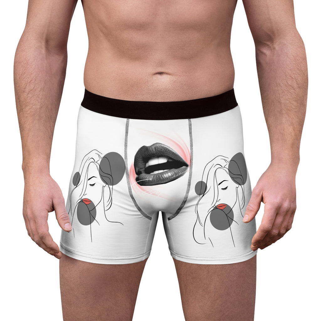 Men's Boxer Briefs — Minimalist Lip & Line Art Print