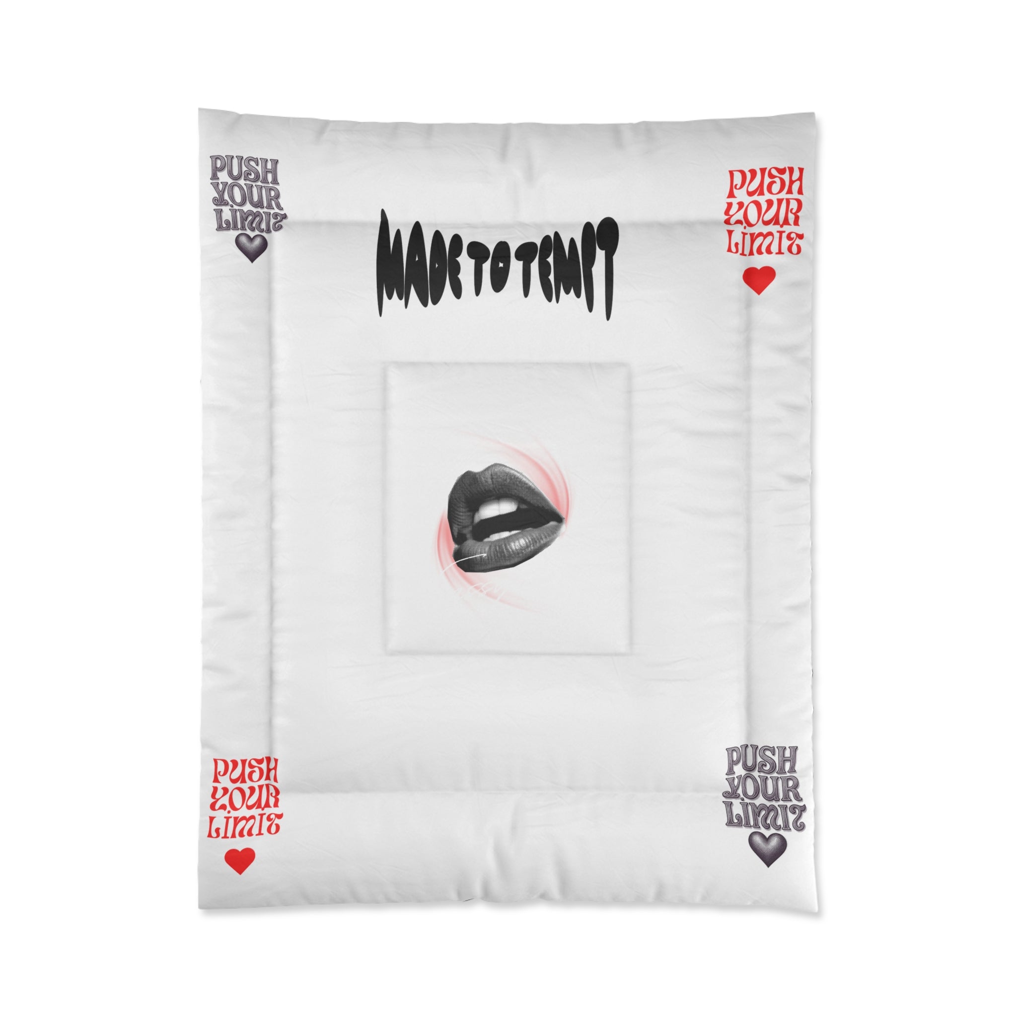 Lip Print Comforter – "Push Your Limits" Accent Bedspread