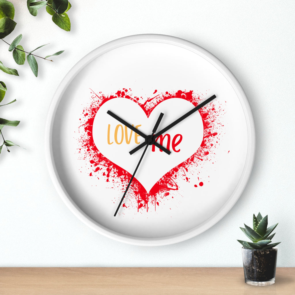 Love Me Heart Wall Clock — Red Splash Valentine's Home Decor