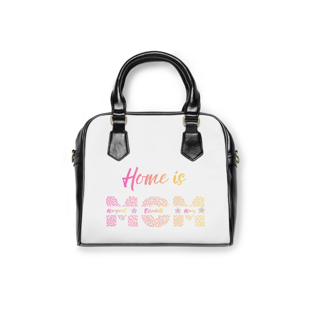 Shoulder Handbag — "Home Is Patch" Floral Script Shoulder Handbag
