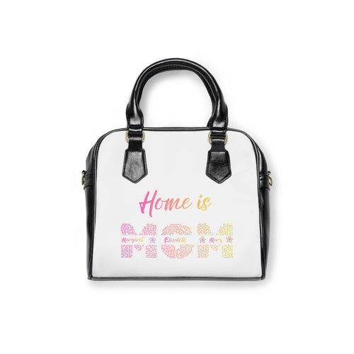 Shoulder Handbag — "Home Is Patch" Floral Script Shoulder Handbag