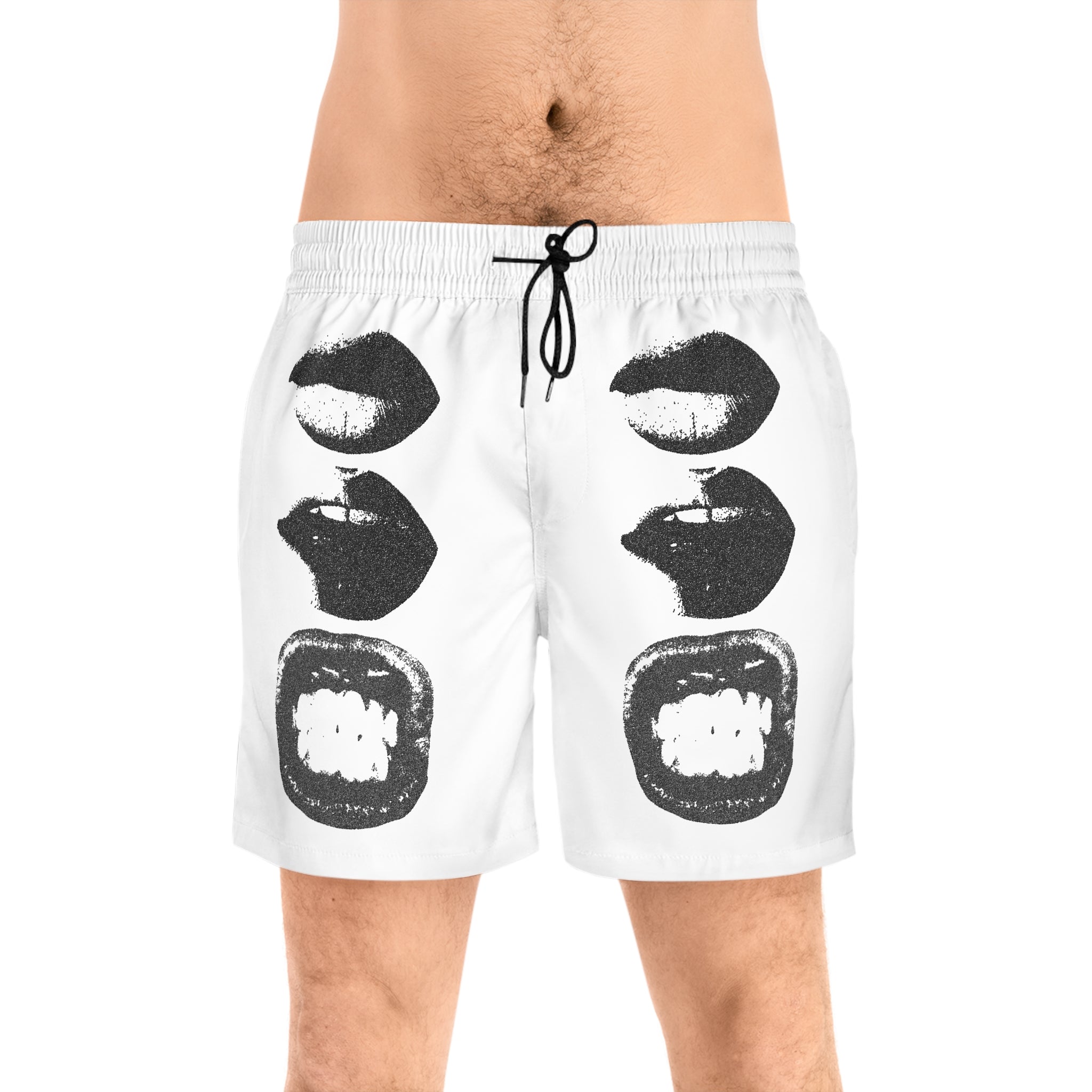 Men's Swim Shorts — Monochrome Pop-Art Lips Print