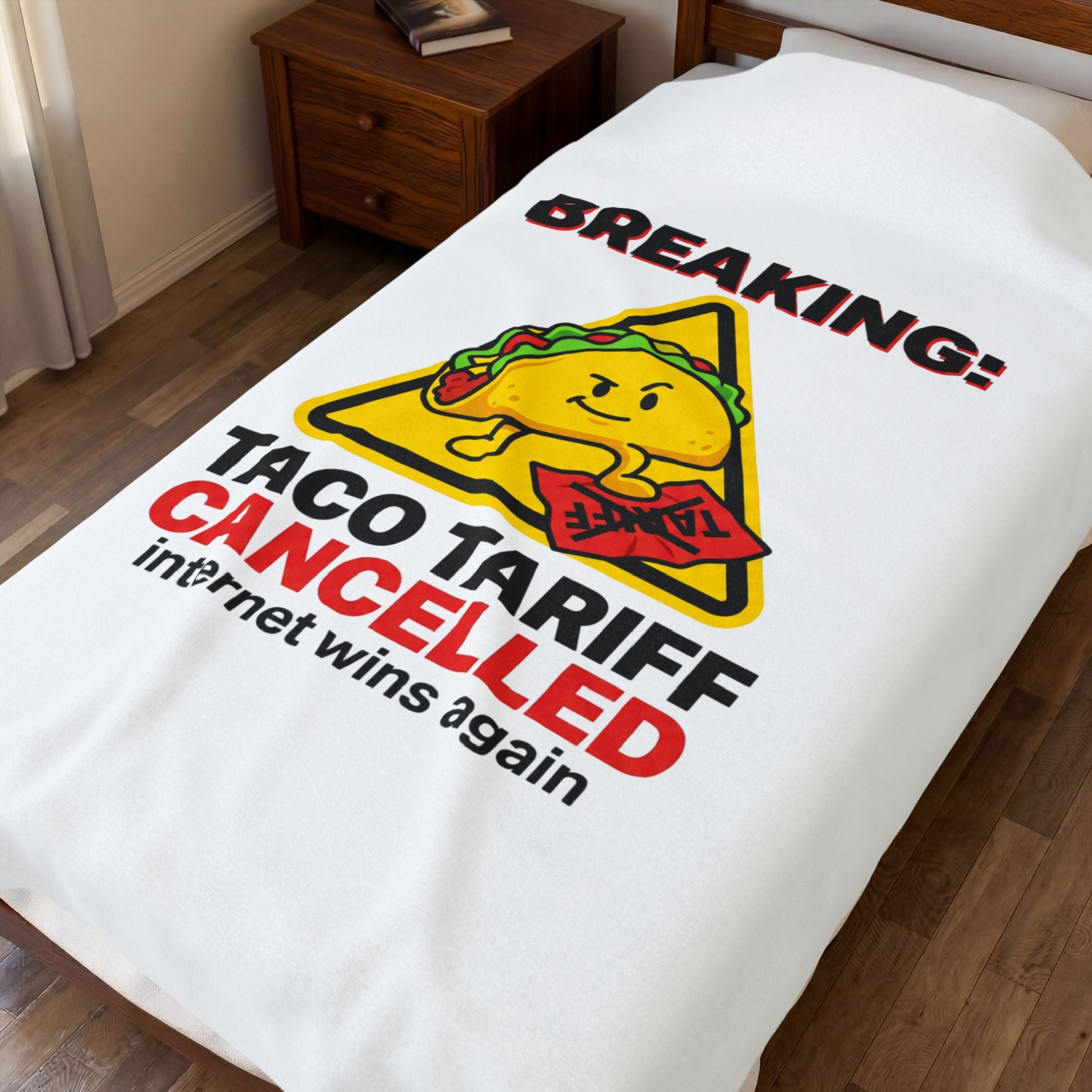 Taco Tariff Cancelled Blanket | political taco pun, protest typography