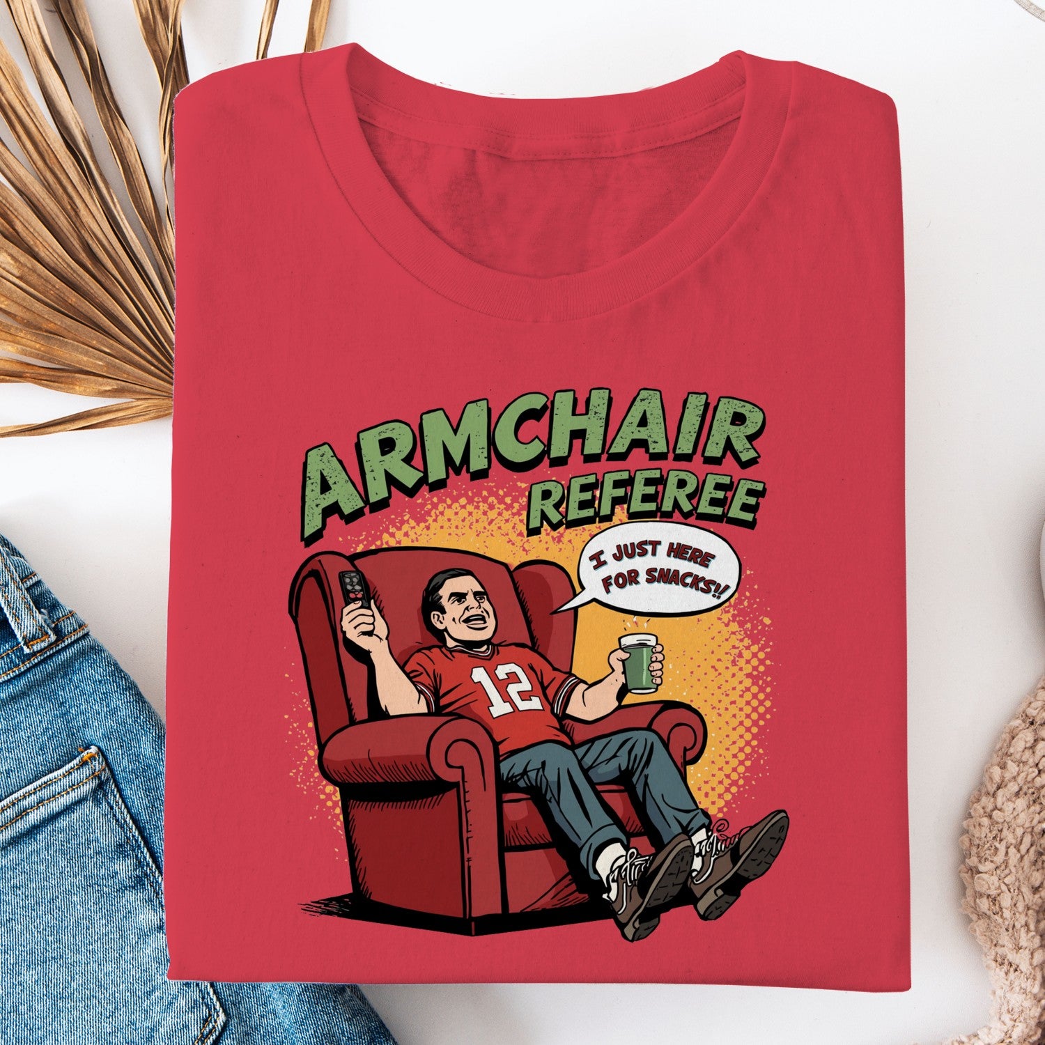 Armchair Referee Shirt, Funny Football Fan Tee, I Just Here For Snacks Shirt, Game Day T Shirt, Sports Lover Gift, Football Watching Tee