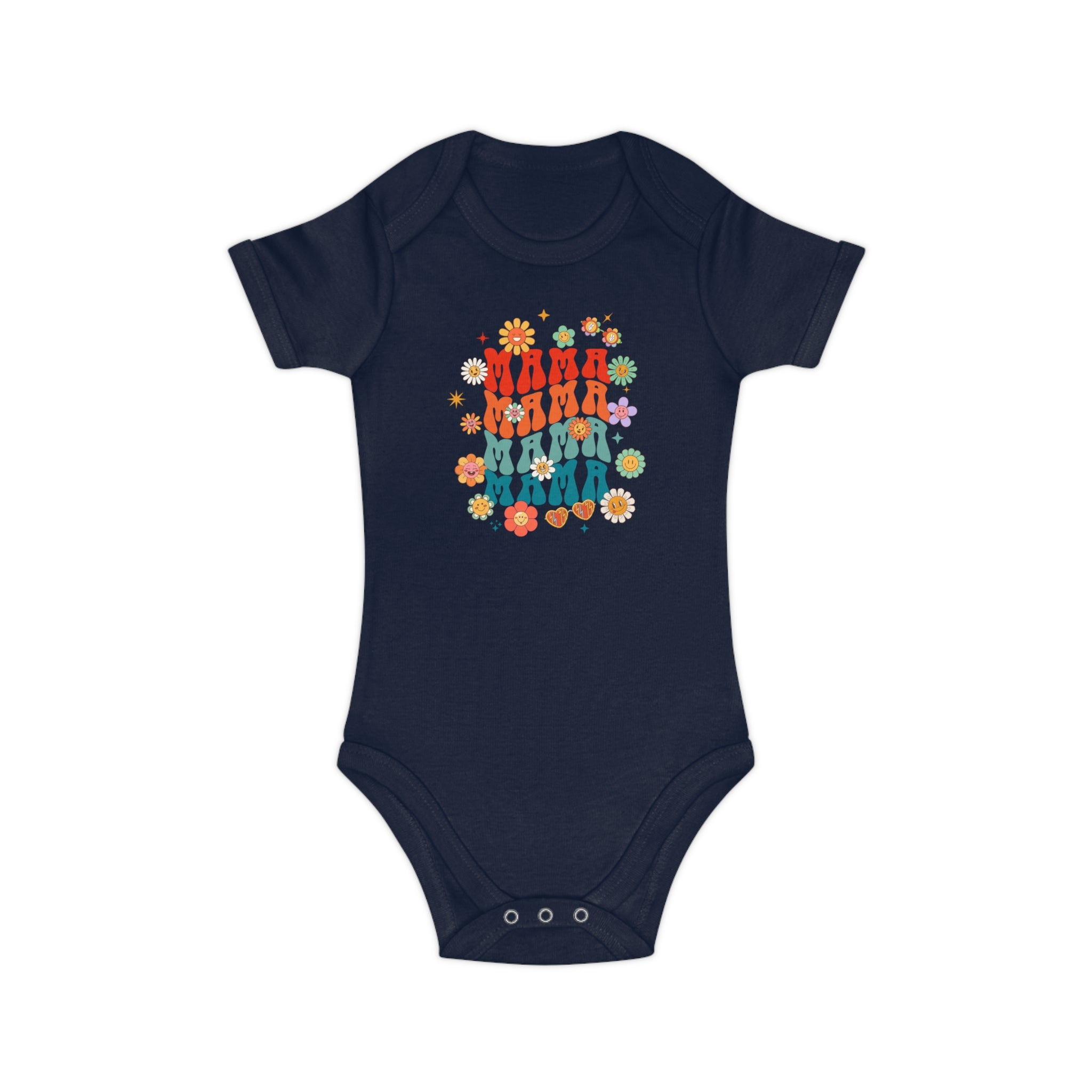 Retro Floral Family Baby Bodysuit — Colorful Vintage Dolls & Flowers