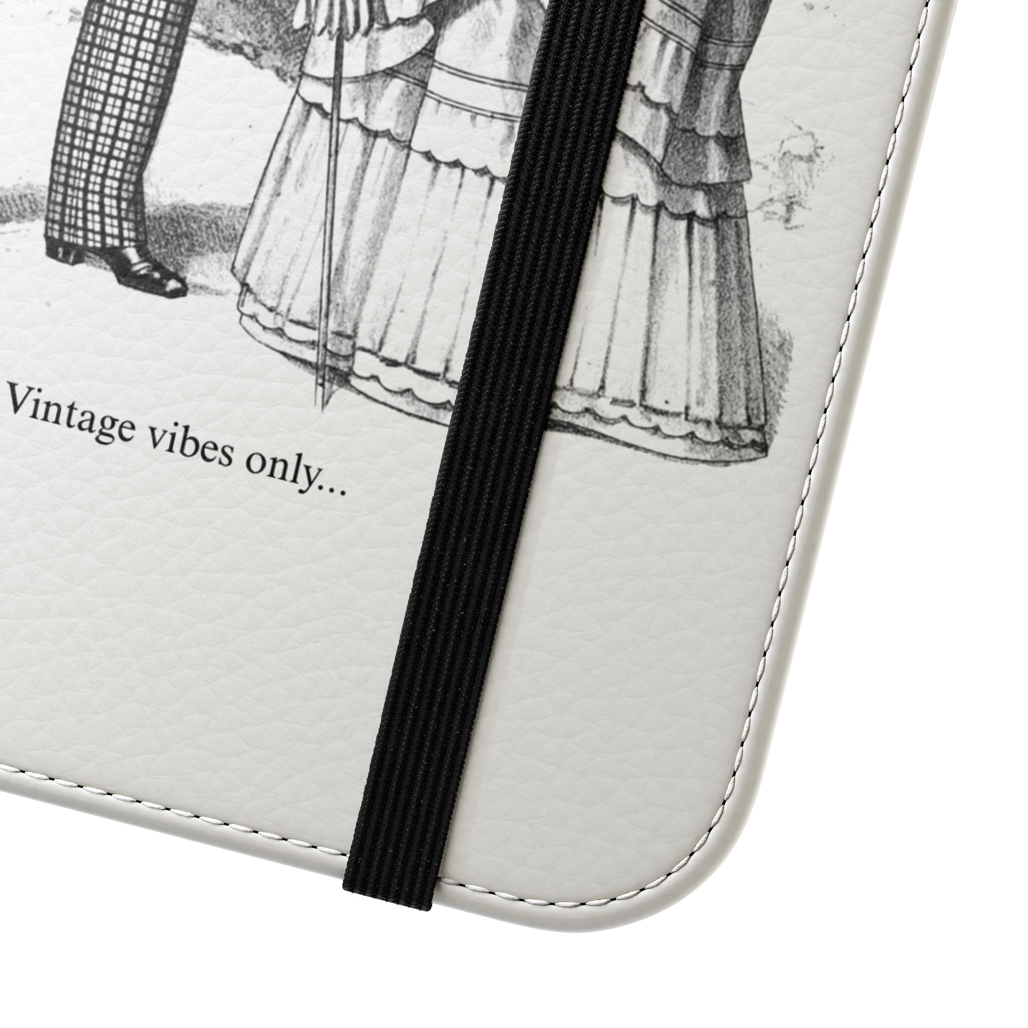Vintage Victorian Couple Flip Phone Case - Retro Illustration Wallet Cover