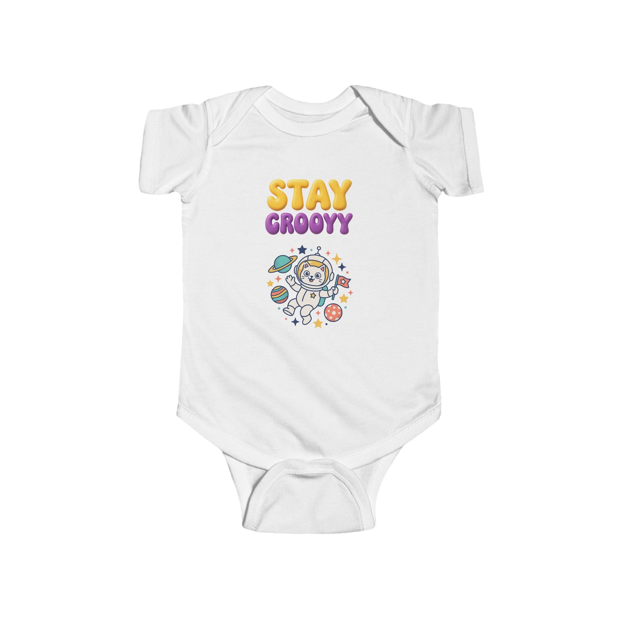 Baby Bodysuit — "Stay Groovy" Retro Bear Infant Onesie