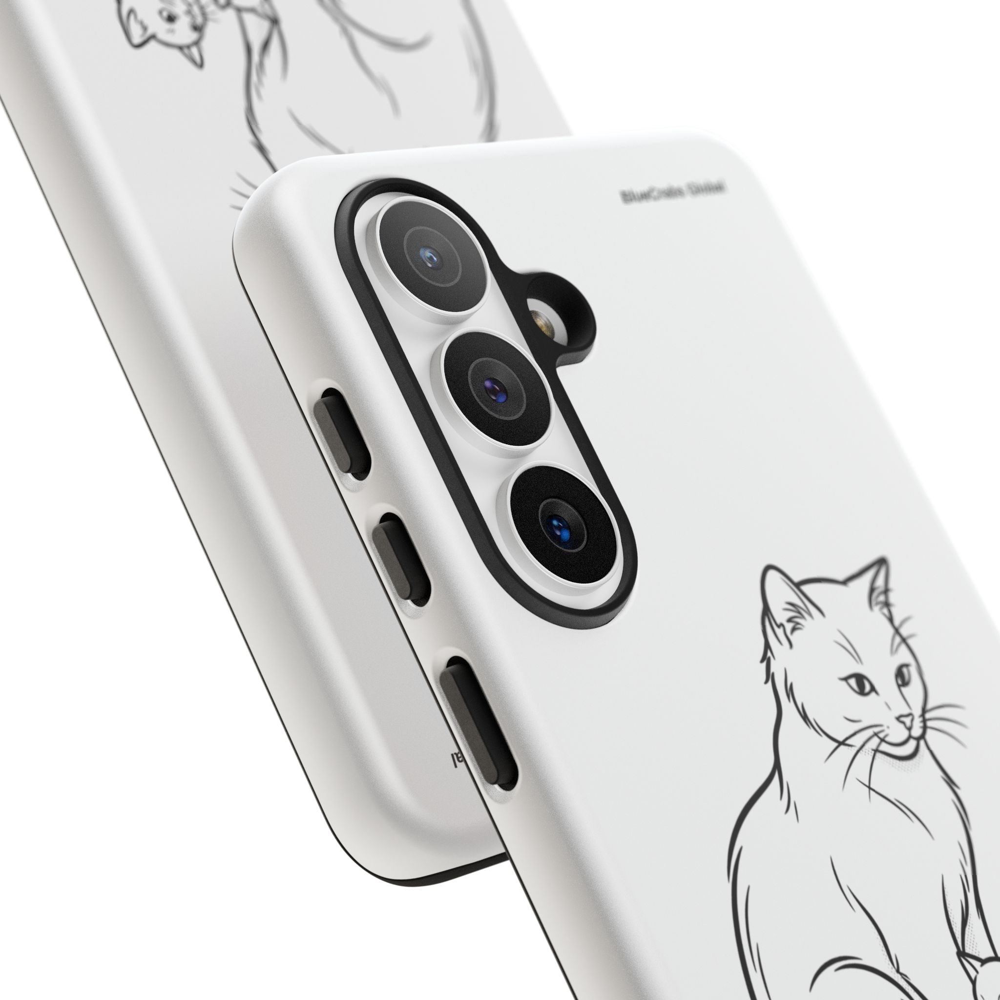 Mother Cat and Her Kittens Phone Case — Cute Minimalist Cat Illustration