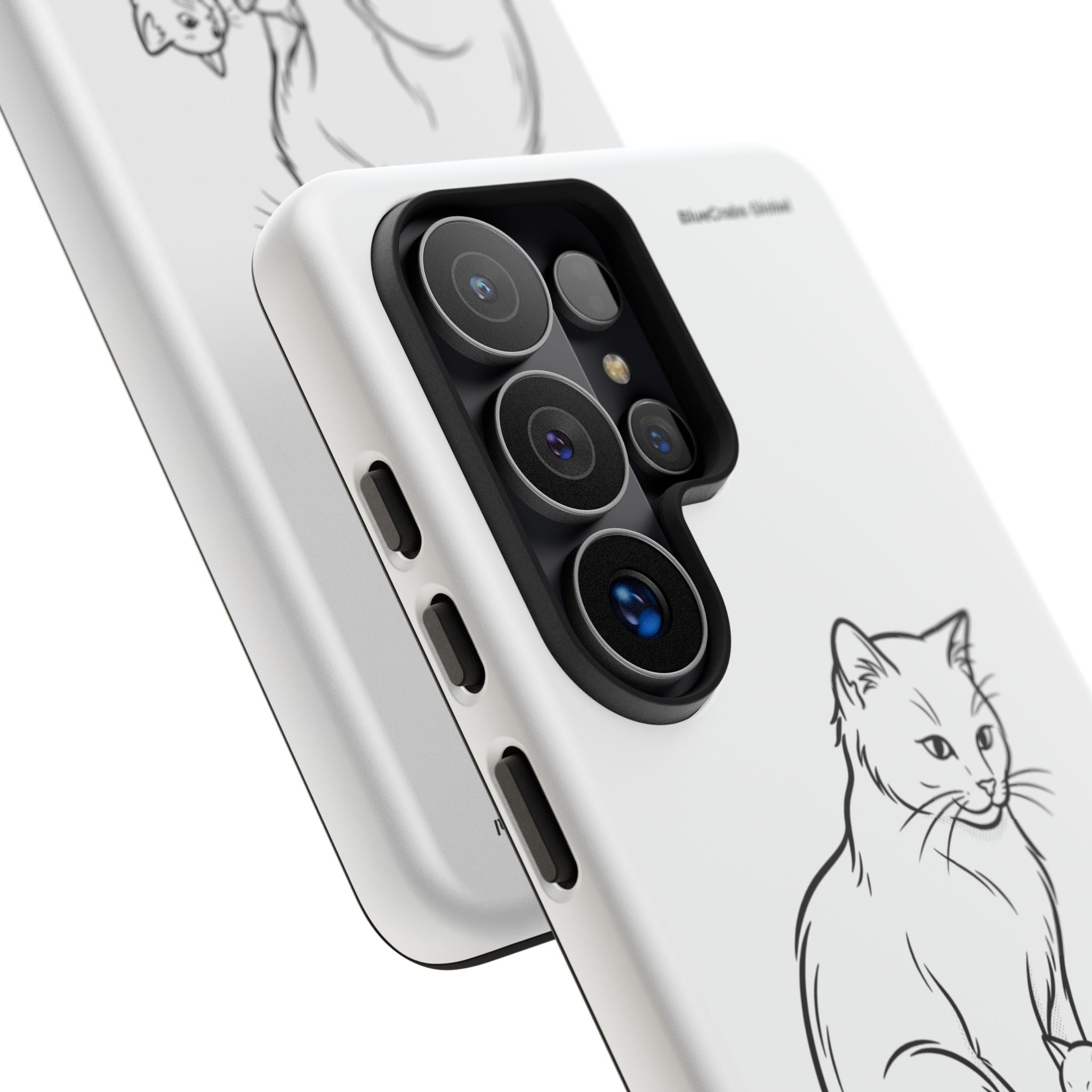 Mother Cat and Her Kittens Phone Case — Cute Minimalist Cat Illustration
