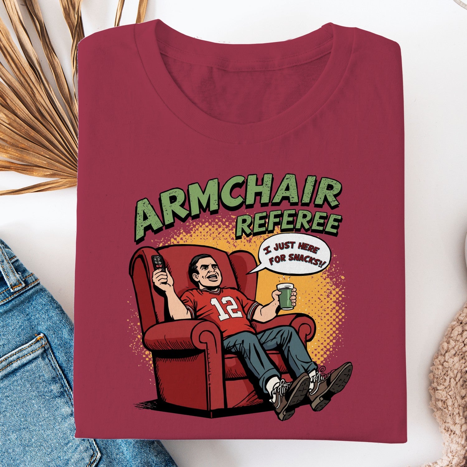 Armchair Referee Shirt, Funny Football Fan Tee, I Just Here For Snacks Shirt, Game Day T Shirt, Sports Lover Gift, Football Watching Tee